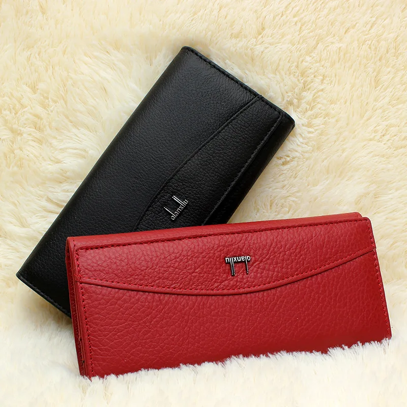 

2020 Soft Genuine Leather Purse Women Leather Wallets Brand Cowhide Clutch Bag Wallet Business Women bag Card Holder Coin Purse