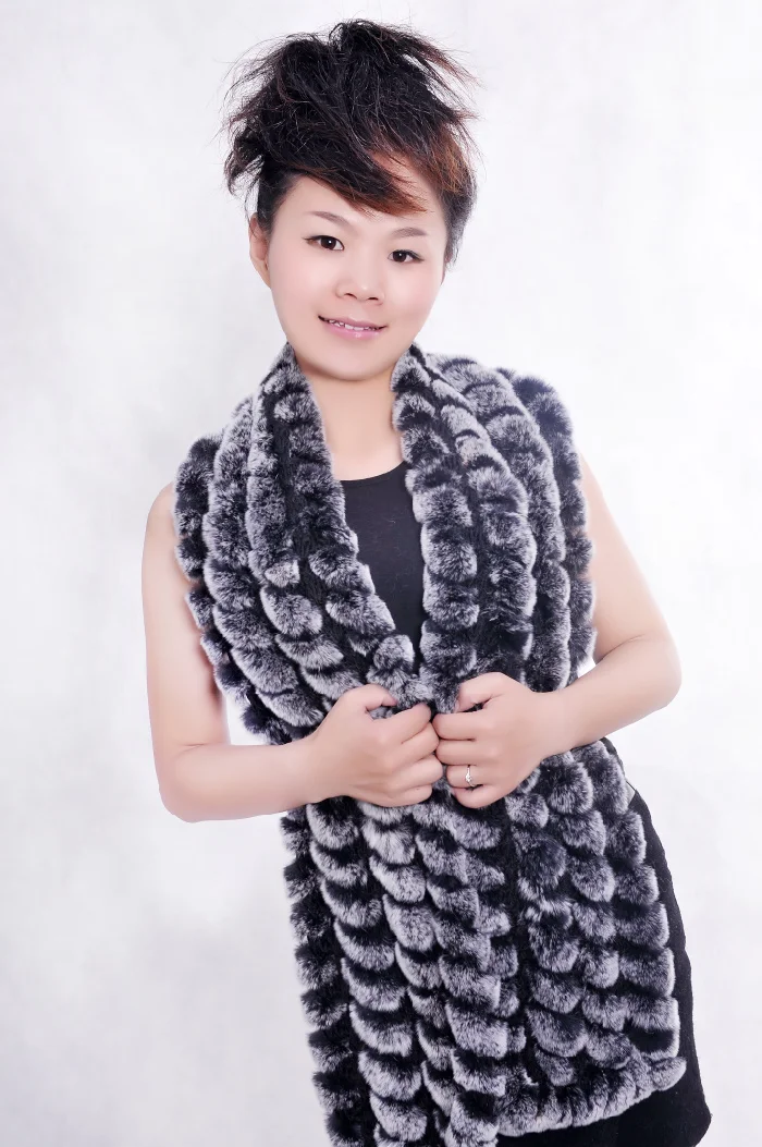 The 2014 explosion models of female rabbit hair scarf in the long winter fur Rex Rabbit Korean blue |
