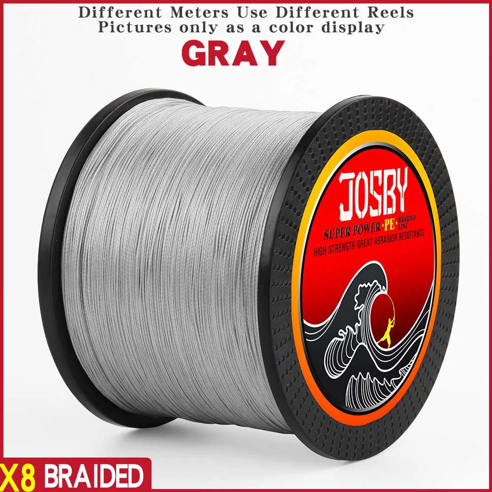Gray JOSBY Pesca нахлыстом леска 8 нитей PE Карп плетеный провод Peche море Спиннинг Multifilamento шнур 12~ 120 фунтов 1000 м 500 м 300 м 150 м - Цвет: Gray