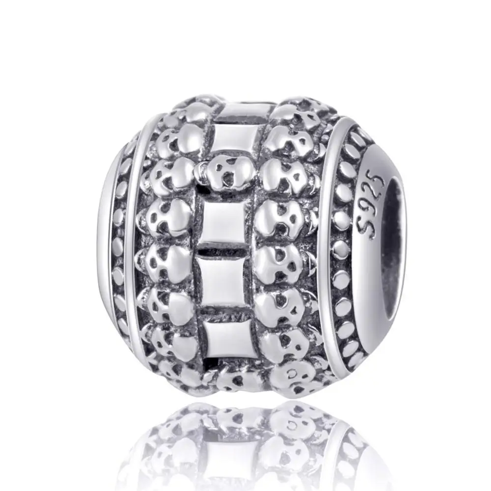 Skulls Bead SS3778 Choruslove страшный череп Шарм подлинный 925 Серебряный Скелет Бусины fit Pandora Подвески Хэллоуин ювелирный браслет сделай сам - Цвет: Skulls Bead SS3778