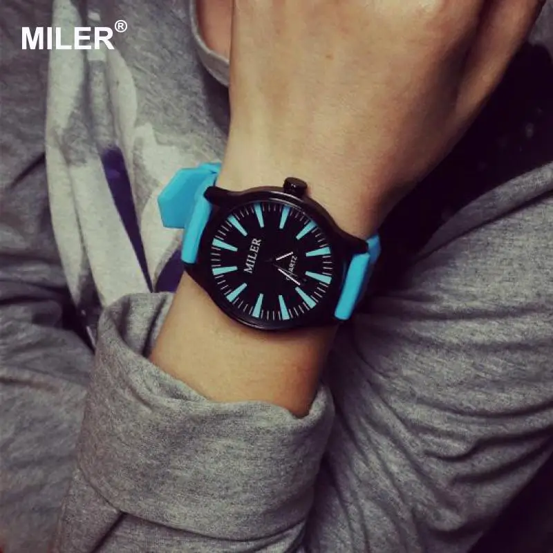 2016 новые Модные прозрачные силиконовые кварцевые часы MILER для женщин и девушек