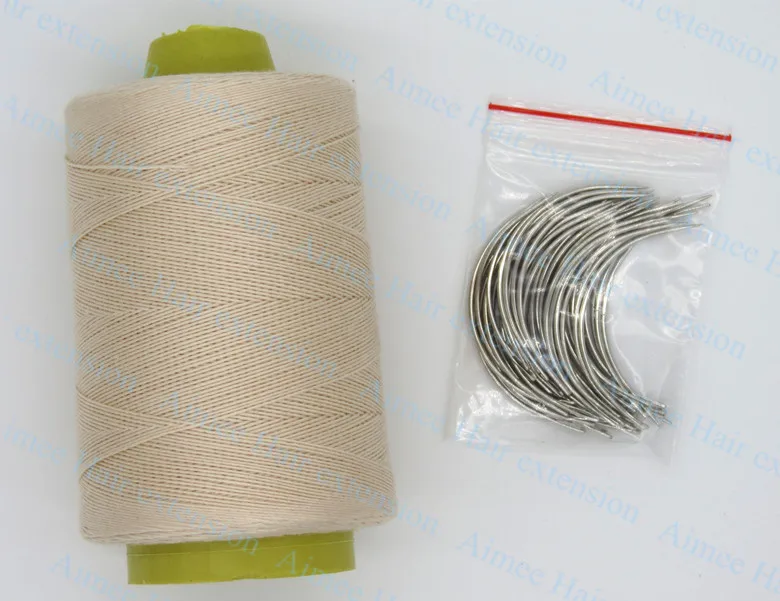 Бесплатная доставка 1 набор игл для плетения волос + ниток (50 с Катушка полиэстер