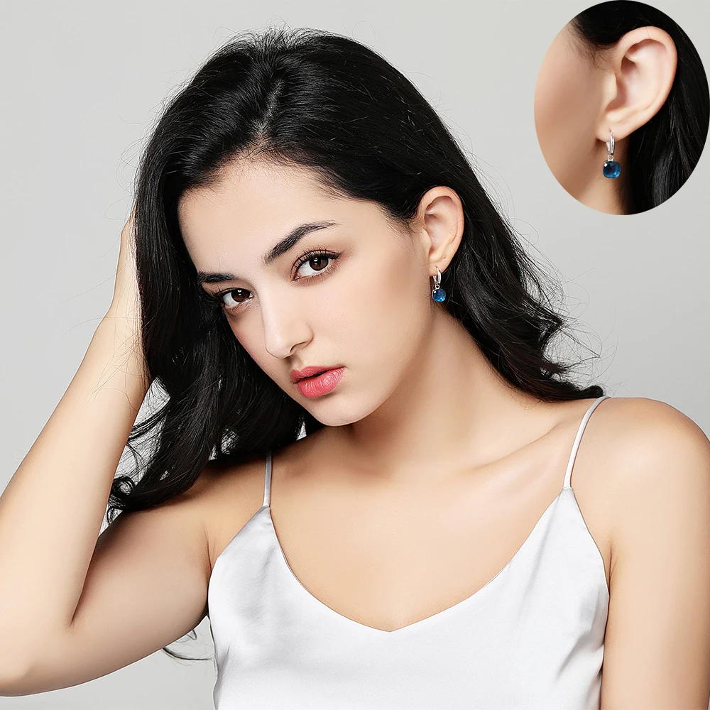 Серьги подвески из серебра 925 пробы с голубым топазом|earrings for|earrings for womenearrings women drop