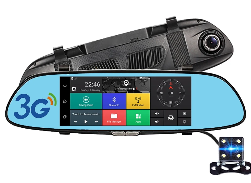 Bluavido 7 дюймов Full HD 1080P Автомобильное видео Зеркало DVR 3g Android gps навигация автомобильная камера заднего вида рекордер Bluetooth wifi
