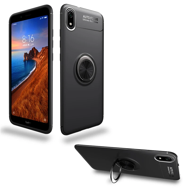 Противоударный мягкий силиконовый чехол-накладка для Xiaomi Redmi 7A с металлическим