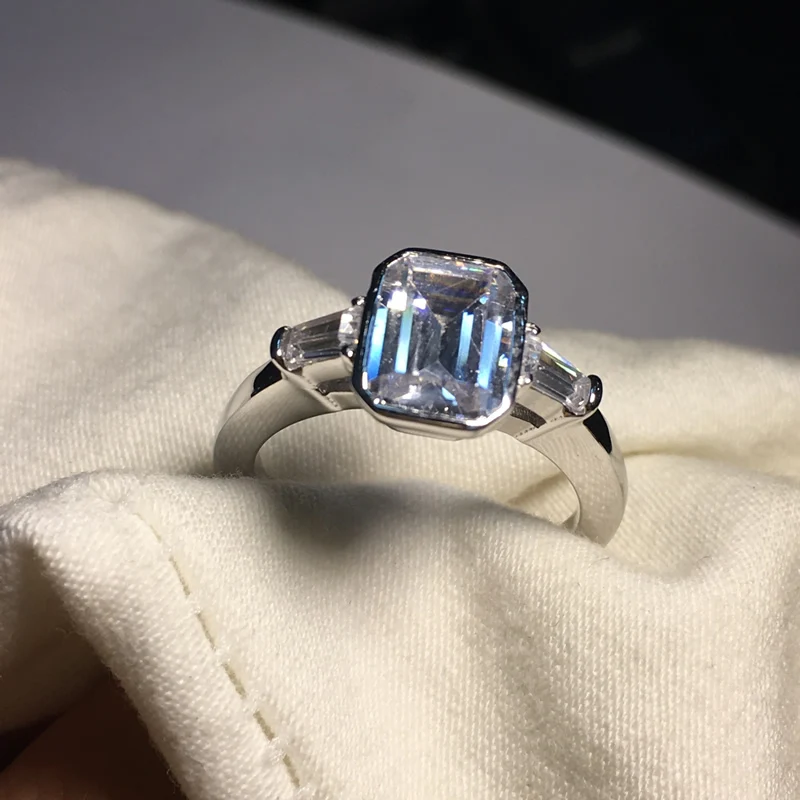 ANZIW элегантные Emeraled кольцо 925 стерлингового серебра Anillos для женщин высокое