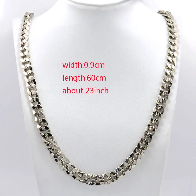 FYSARA Silver Color Figaro Necklace Cuban Curb Flat Link Chain Long Men Jewelry Rock Chunky Heavy Collars | Украшения и