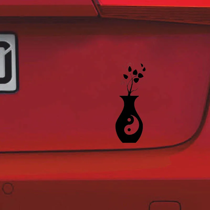 QYPF 7.12CM*17.8CM Vase Yin Yang Ethylene Kihei Silver Auto Sticker Decal C17-00070 | Автомобили и мотоциклы