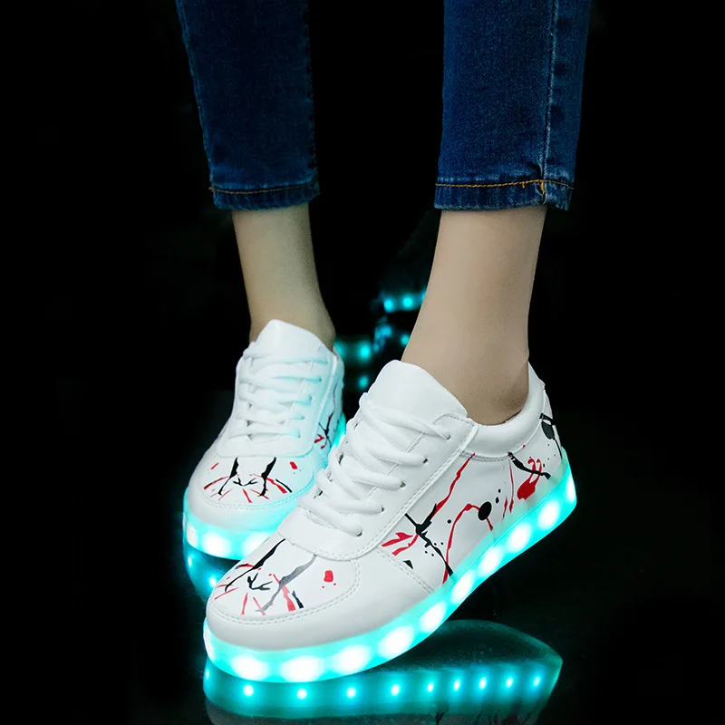 YPYUNA светящиеся люминесцентные кроссовки Feminino корзины с легкой подошвой USB зарядное устройство Детские светодиодные тапочки для мальчиков и девочек светящаяся обувь - Цвет: as photo