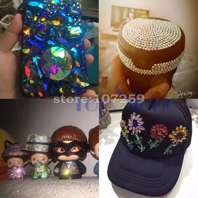 Круглые блестящие стразы с белыми опаловыми кристаллами не требующие горячей