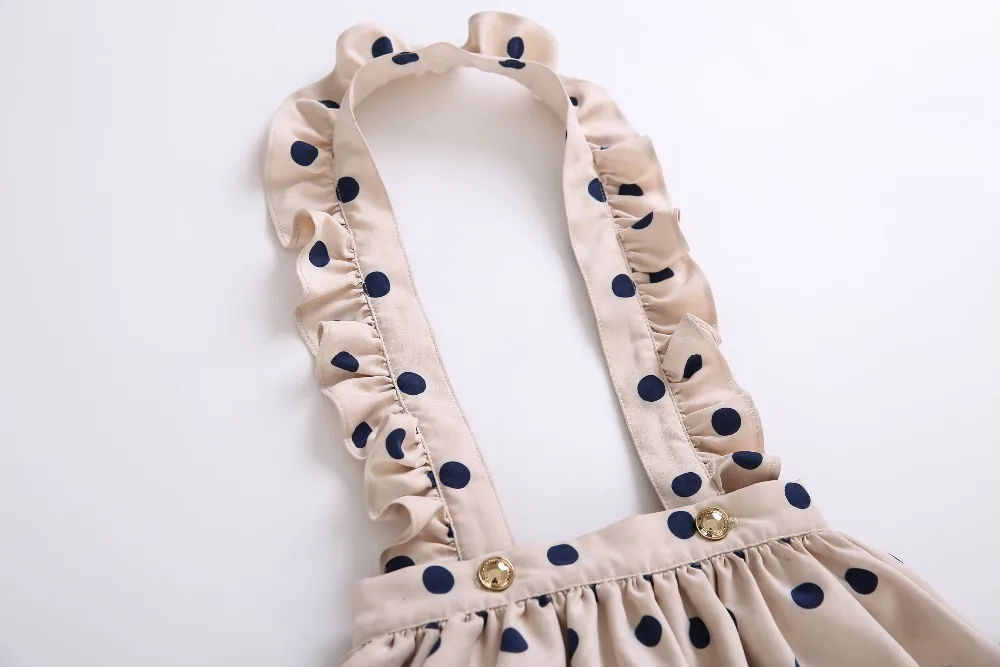 Pettigirl Wholesale Autumn Dot Girls Clothing Set Long Sleeve Blouse With Khaki Skirt Kid Outfits Headwear G-DMCS107-B372 | Мать и