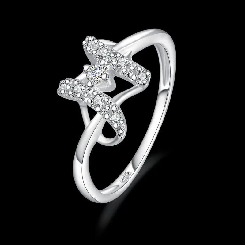 Мужская 925 чистого серебра гальваническим Кольцо Письма с красивой подарочной