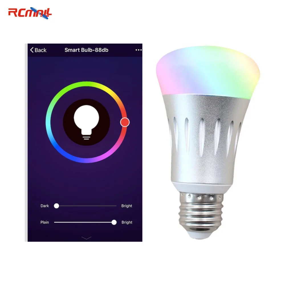 

RCmall ESP8266 Smart Home Wifi RGB LED Light Lamp Wireless E27 Interface 100V ~ 255V FZ1803