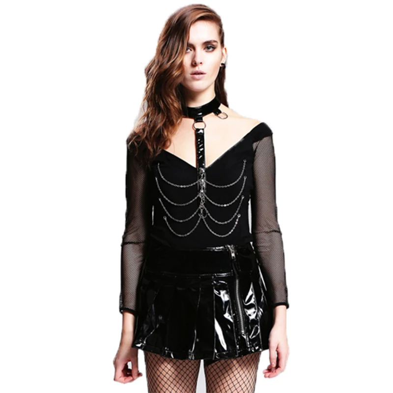 

Steampunk Gothic T Shirt Women Black Cotton Top Tshirt Gothic Punk Rock Street Knitted Women Tops With Long Sleeves V Collar