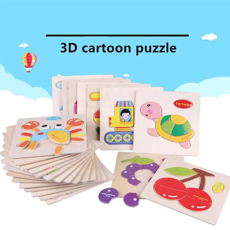 Wooden Baby 3D Puzzle Jigsaw Toys Cartoon Animals Puzzles Child Educational Toy for Children Montessori | Игрушки и хобби