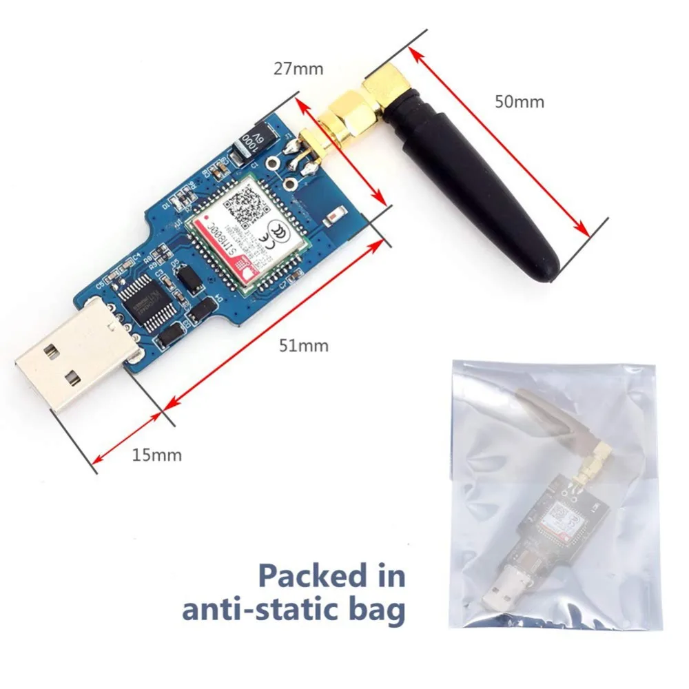 5 шт. SIM800C USB к GSM серийный GPRS модуль Плата с черной антенной бортовой CH340T чип