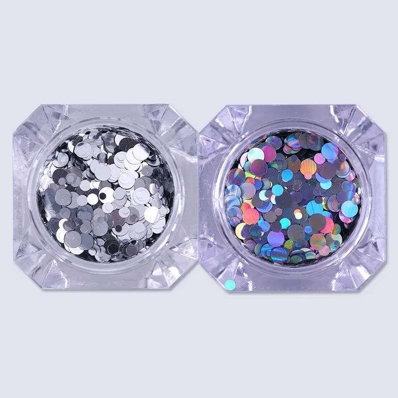 Круглые Серебристые Блестки для ногтей 1 5 г/кор. Блестящие мм 2 3 украшения с