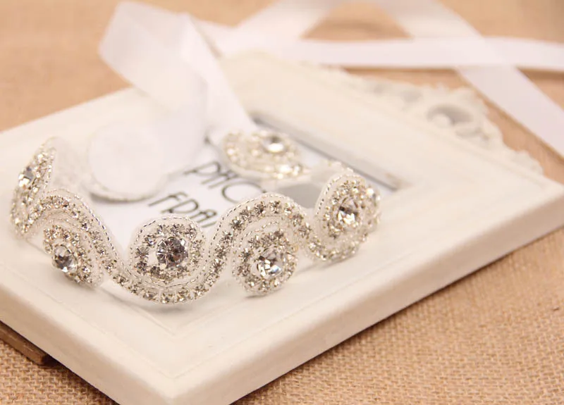 Retail Fashion romantic crystal bridal hairband ribbon hair band for women wedding headband accessories head jewelry |