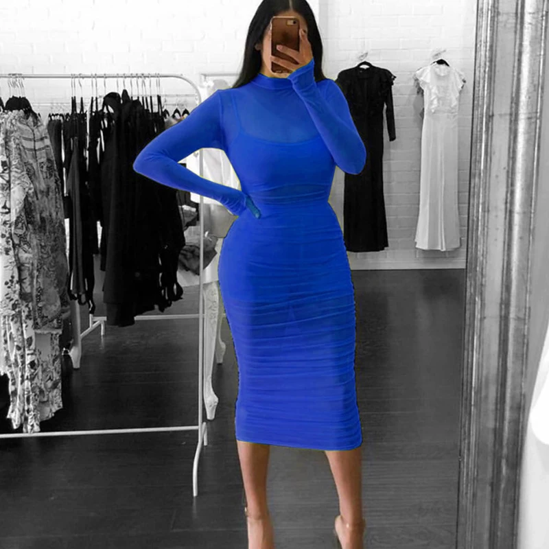 Неоновые Великолепные женские вечерние платья элегантное Сетчатое обтягивающее