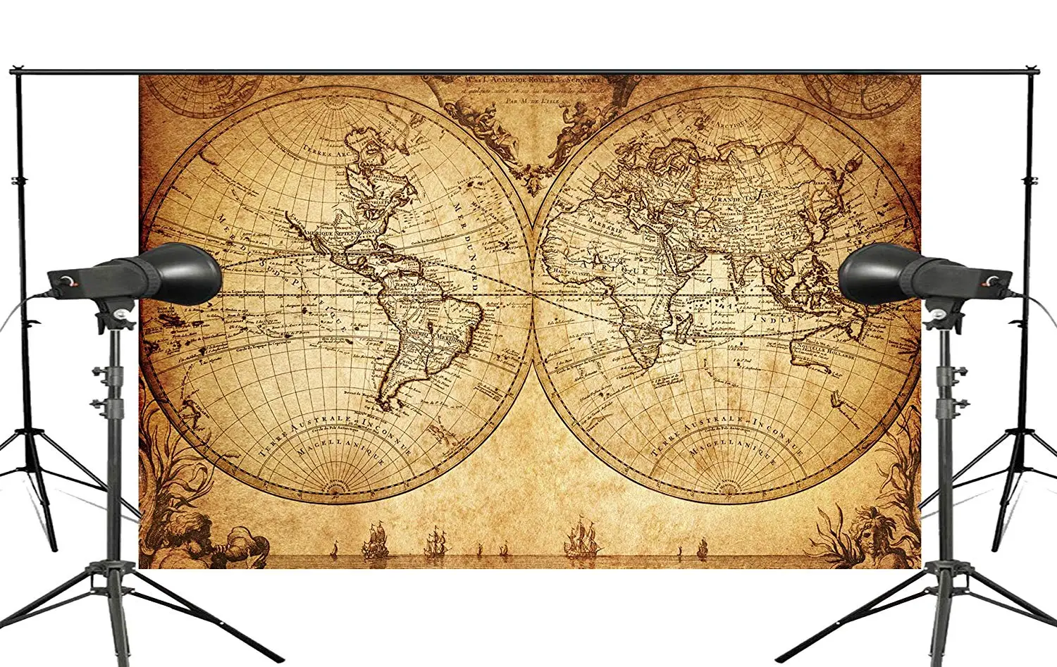 

Exquisite Ancient World Map Photography Background Retro Photo Studio Backdrop 150x210cm Room Mural