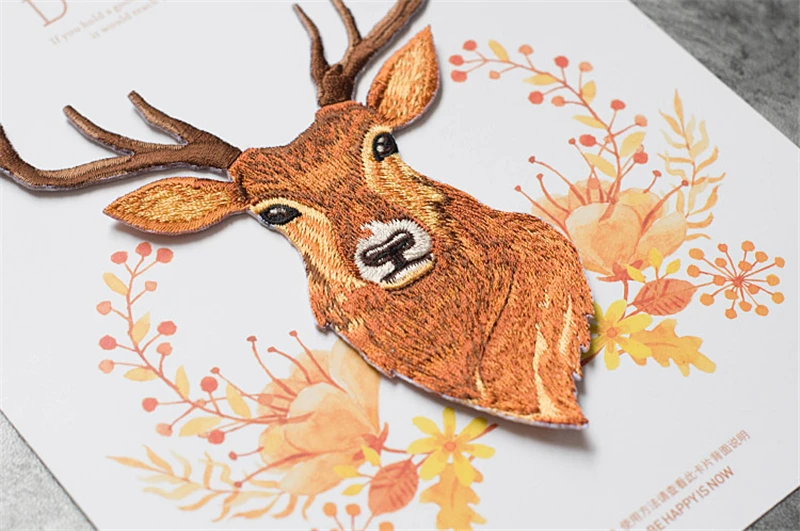 Вышитая нашивка с оленем для одежды аппликация утюгом шитья оленьими рогами