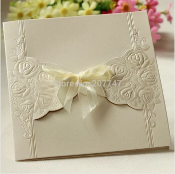 Набор из 20 тисненых розочек цвета слоновой кости розы свадебные приглашения с