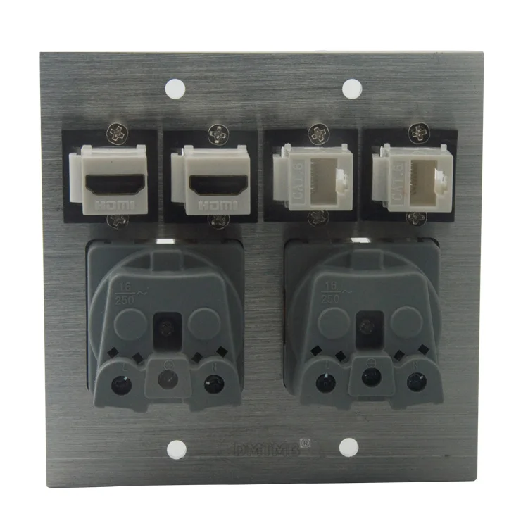 120X120 мм алюминиевая лицевая пластина с HDMI RJ45 EU AC силовая настенная и поддержка