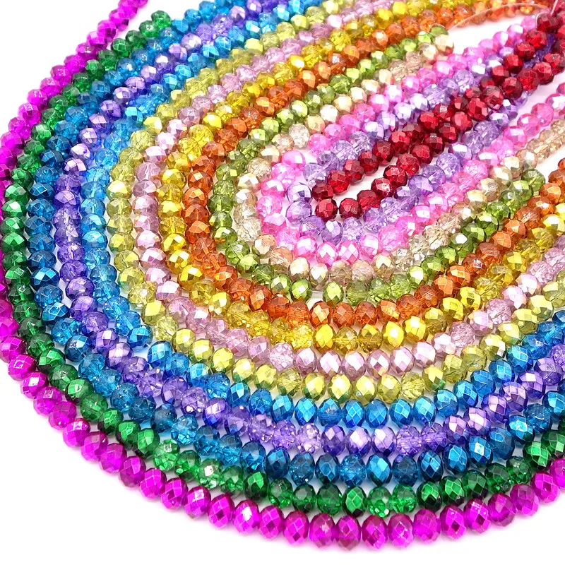 Оптовая продажа 200 шт. граненые круглые бусины с полупокрытием из хрустального