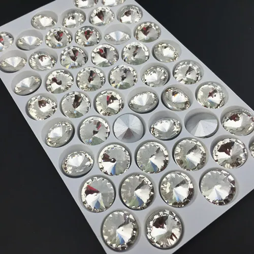 crystal clear Стеклянные кристаллы 6 мм 8 мм 10 мм 12 мм 14 мм 16 мм 18 мм необычные цвета микс круглые Rivoli Форма Клей На Стразы бусины рукоделие diy отделка - Цвет: crystal clear