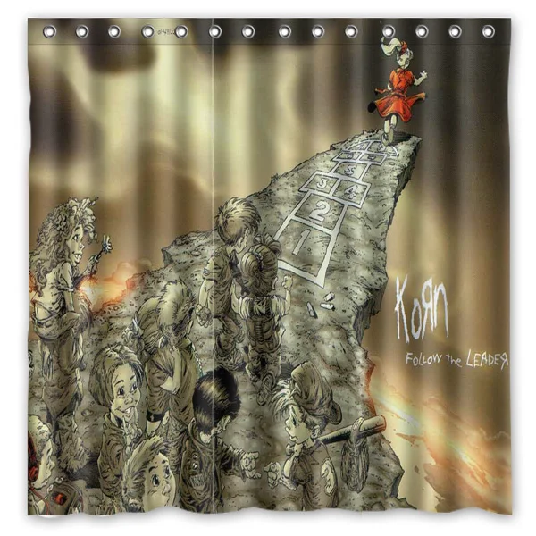 Korn Band Printed Polyester Shower Curtain Waterproof Home Bathroom Curtains With 12 Hooks 180x180CM | Дом и сад
