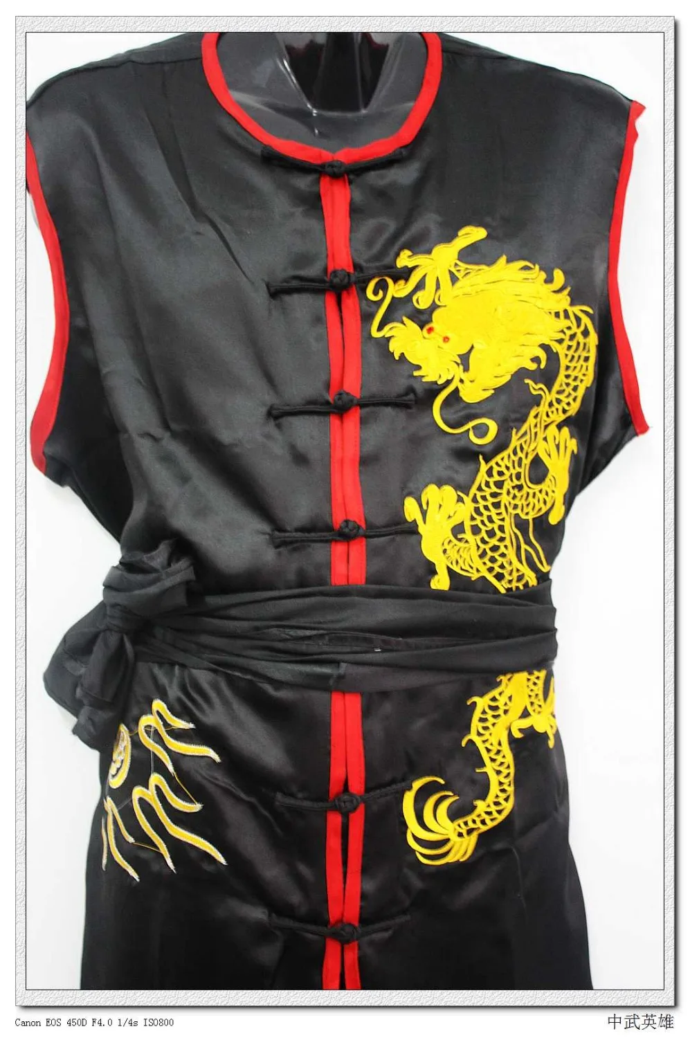 unisex nanquan embroidery dragon wushu suits kung fu clothing martial arts performance uniforms black |
