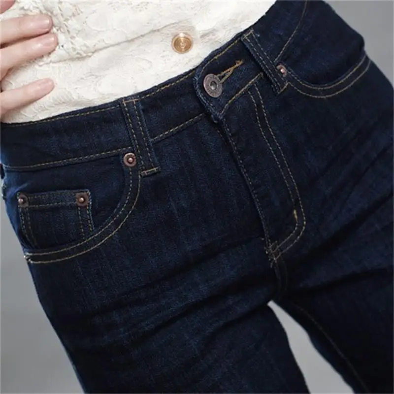 Free Shipping 2022 Women New Spring and Autumn Mid-high Waist Flared Trousers Girls Fashion Blue Black Jeans Casual Pants | Женская