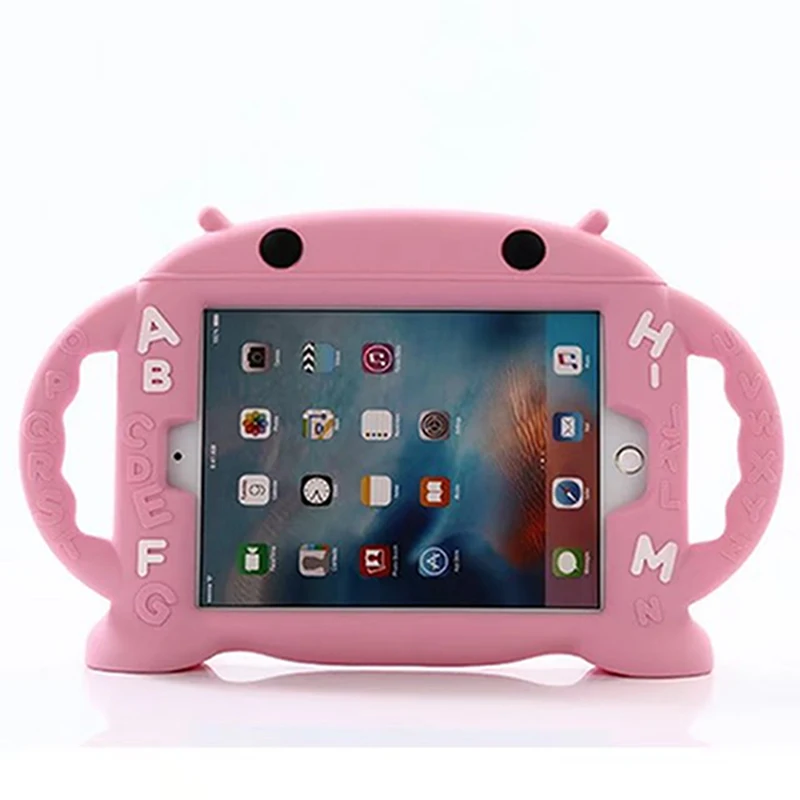 Чехол для IPad Mini 1/2/3/4 дети Безопасный противоударный чехол для планшета из медицинского силикона с рисунками для Ipad Mini 1 2 3 4 - Цвет: Розовый