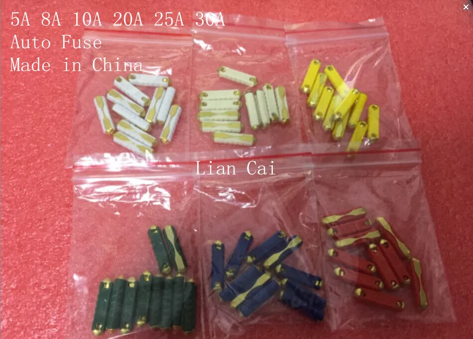 

Сделано в Тайване 60 шт. 5/8/16/20/25/30A Автомобильный/автоматический предохранитель, европейские Автомобильные предохранители 6 моделей, европей...