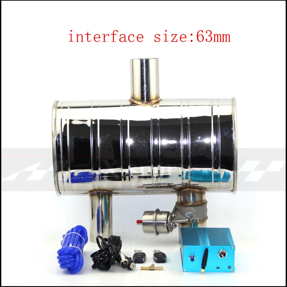 Vacuum pump 63mm Автомобильный вакуумный насос выхлопной трубы, переменные глушители клапанов, дистанционное управление, нержавеющая сталь, универсальный ID 51 мм 63 мм 76 мм, средний 2 выхода - Цвет: Vacuum pump 63mm