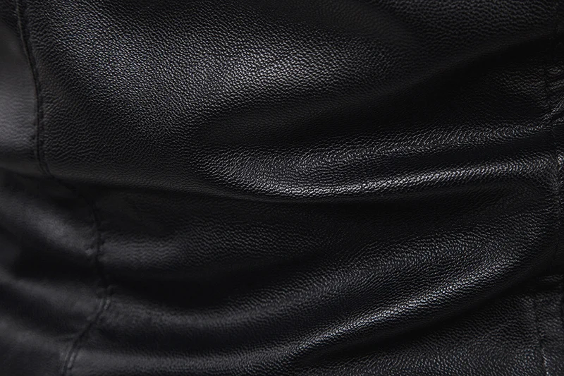 Env для мужчин st стиль для мужчин мульти молния Slim Fit отложной воротник повседневное черное пальто мужской PU мотоциклетная кожаная куртка