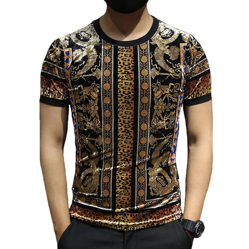 Барокко футболки Homme модные роскошные винтажные мужские бархатные Camiseta Клубное
