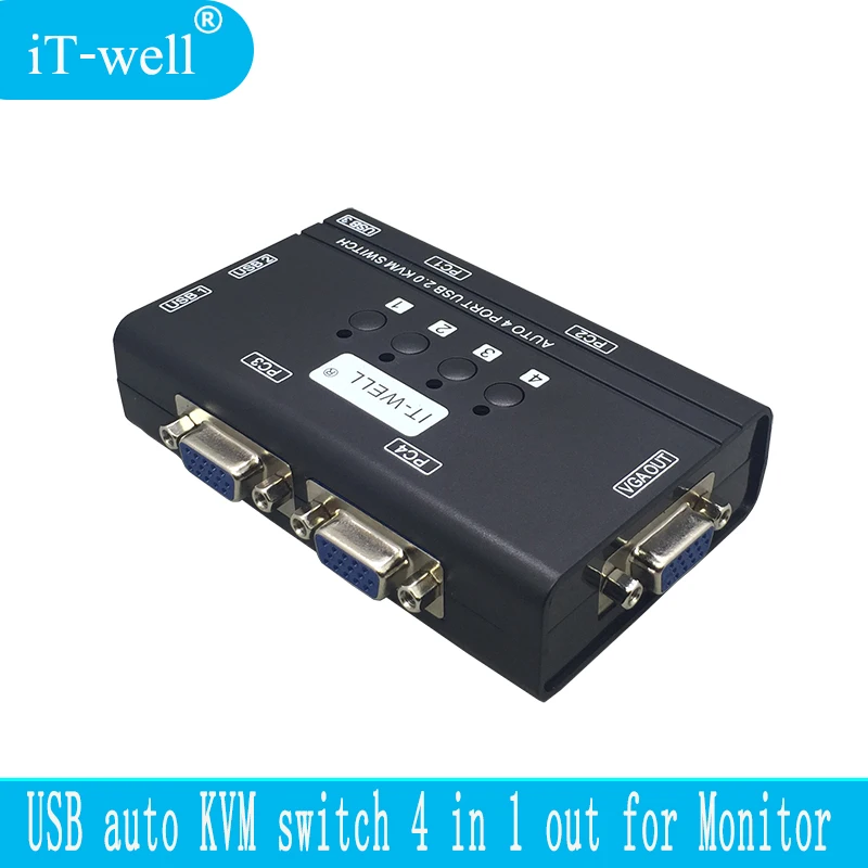 Квм-Консоль iT-well 4 порта автоматический выключатель VGA с USB-консолью 1 комплект