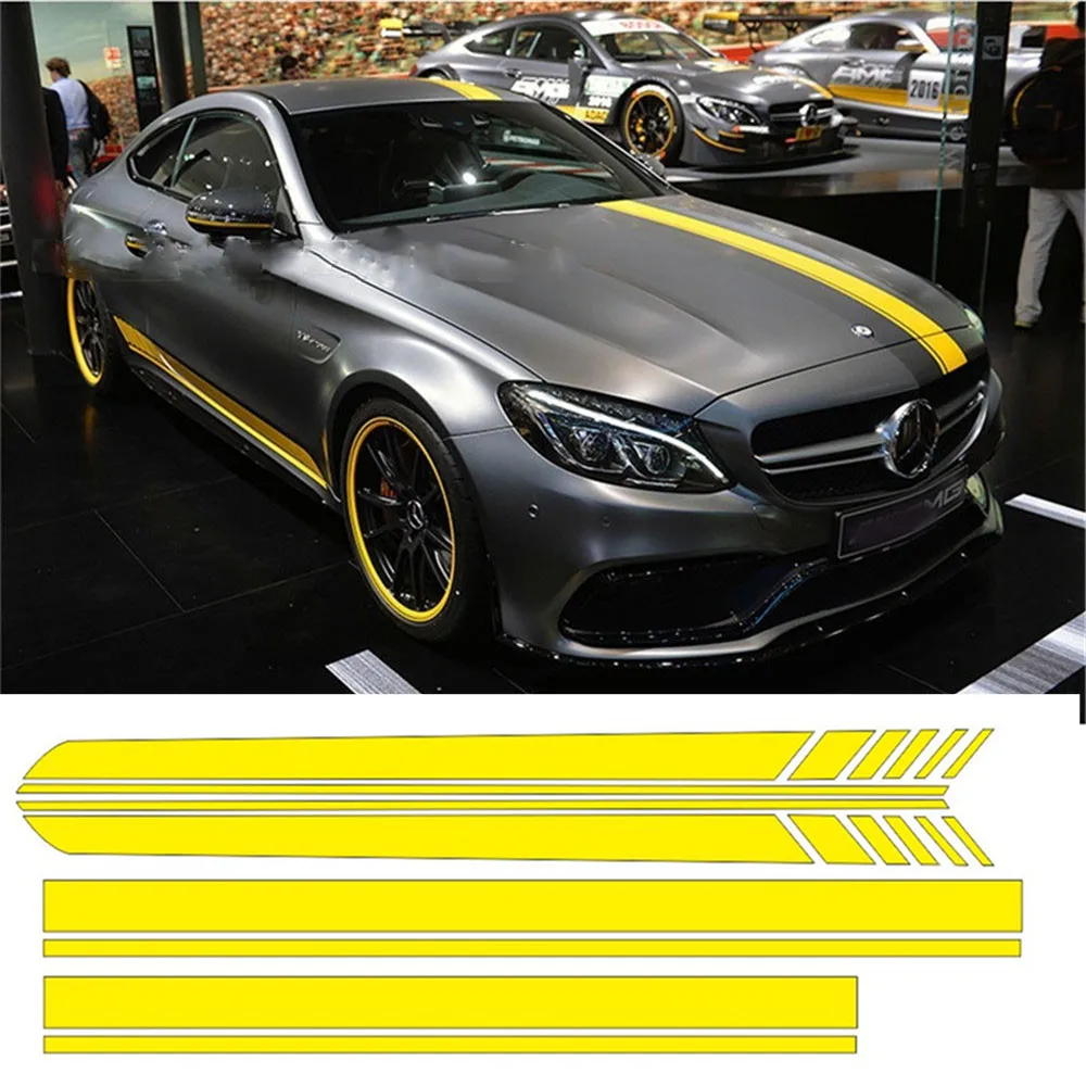 2 шт./лот Декоративные наклейки для боковой юбки автомобиля виниловые Mercedes Benz W205