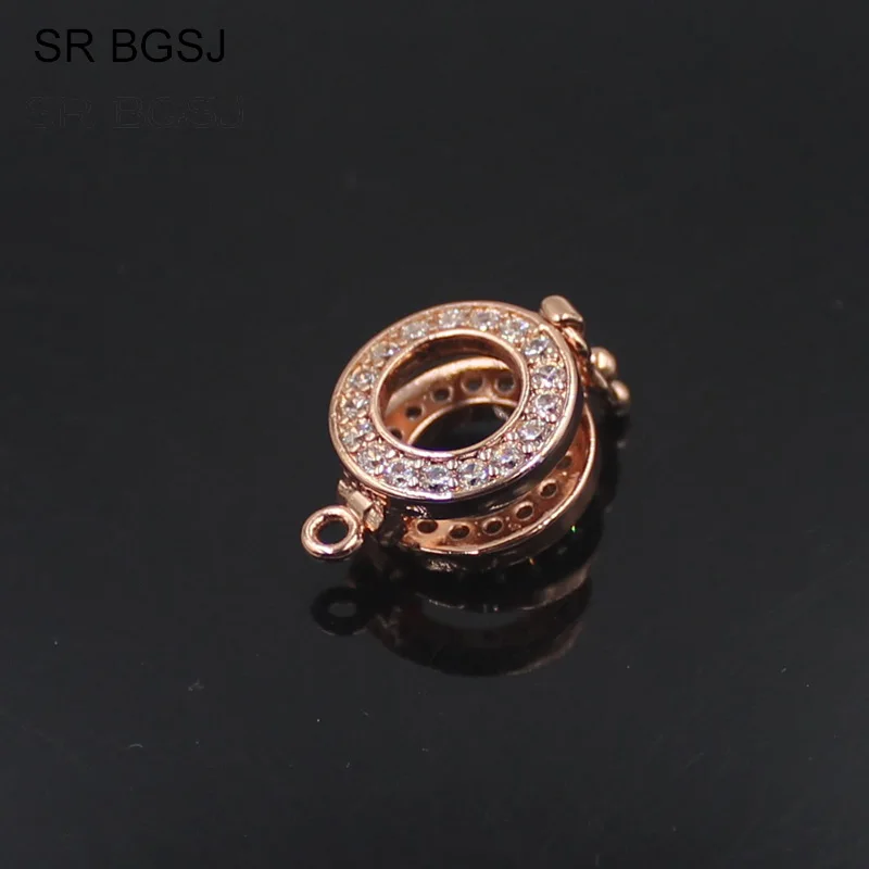 Free shipping 12mm Micro Pave Cubic Zircon Round Ring Drop Contact Clasp Jewelry DIY Findings Clasp|Ювелирная фурнитура и