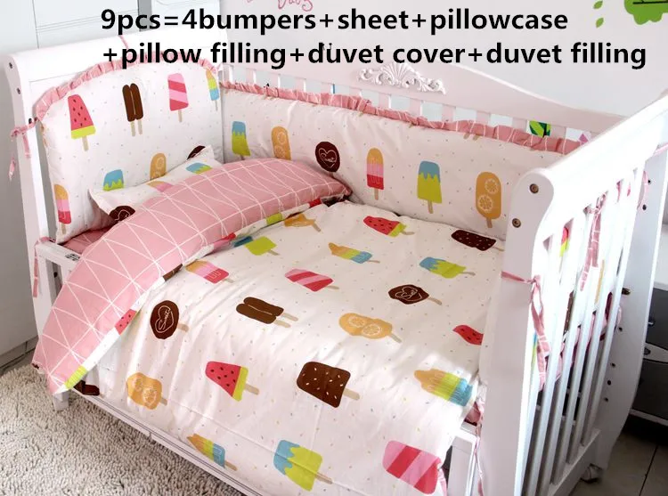 2017! 6/7PCS baby bedding sets, cama bebe cotton cama bebe crib bedding set Duvet , 120*60/120*70cm