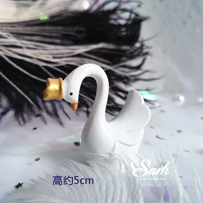 Gold crown swan Глянцевый золотистый Серебристый Корона лебедь торт топперы День Святого Валентина украшения свадебные принадлежности для девочек выпечки милые подарки - Цвет: Gold crown swan