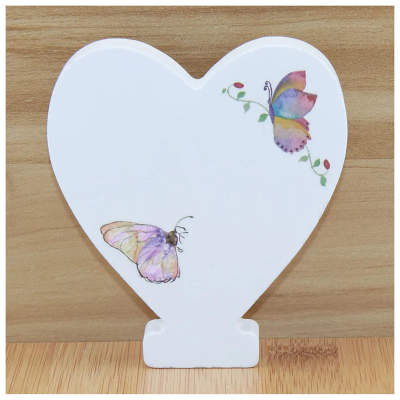 Heart 1 шт. 10X10 см 3D бабочка деревянные буквы Алфавит ручной работы слова деревянные буквы имя дизайн искусство ремесла День Рождения Вечеринка свадьба DIY - Цвет: Heart