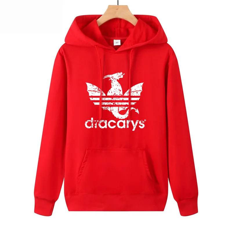 Dracarys Винтажный стиль толстовка с капюшоном Игра престолов Daenerys Drogon Fire толстовка с капюшоном для мужчин и женщин тонкий раздел пуловер - Цвет: red 1