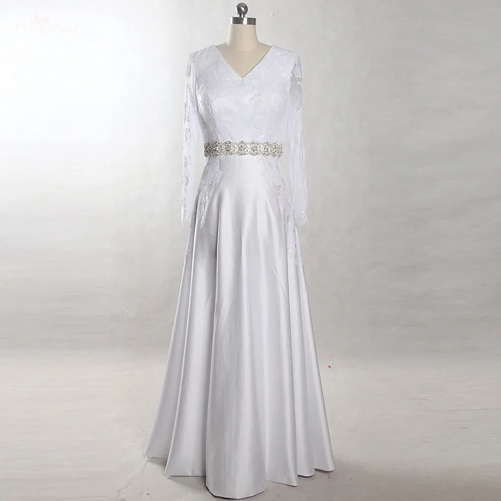 RSW1398 Yiaibridal настоящая работа Кристальный пояс свадебное платье с длинным рукавом v