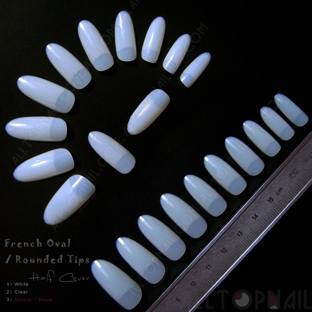 

100 шт. французские овальные/округлые натуральные накладные ногти с полным покрытием Акриловые искусственные накладные ногти для дизайна ногтей бежевый
