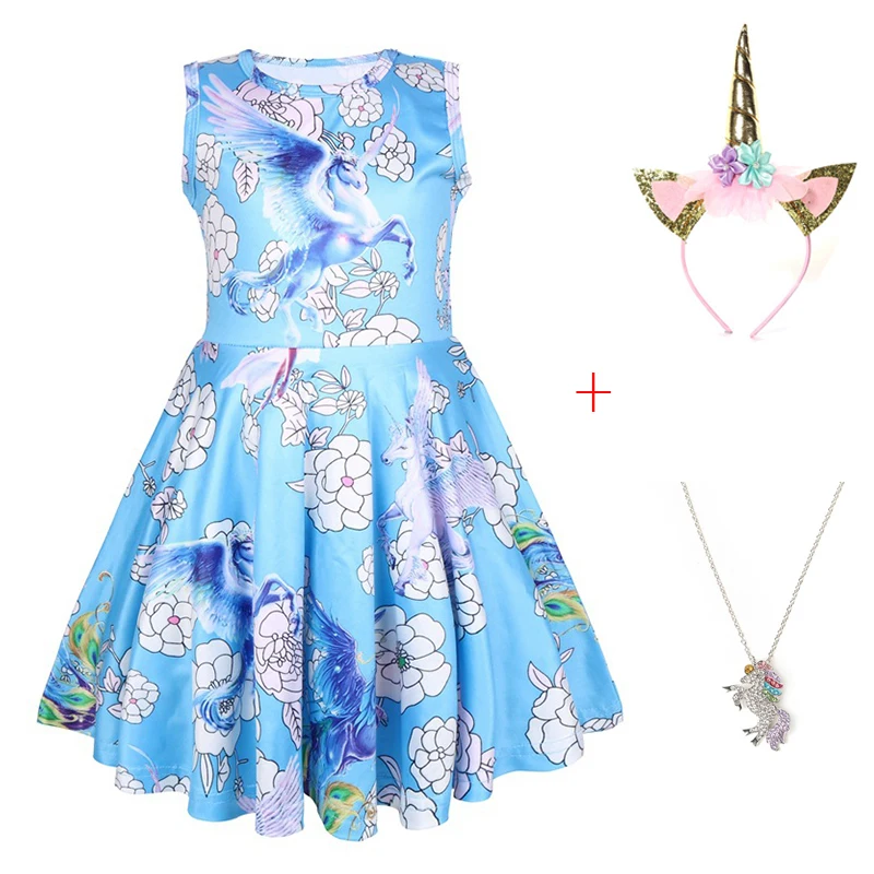 Новинка 2019 летние детские платья Моана с принтом единорога одежда для девочек