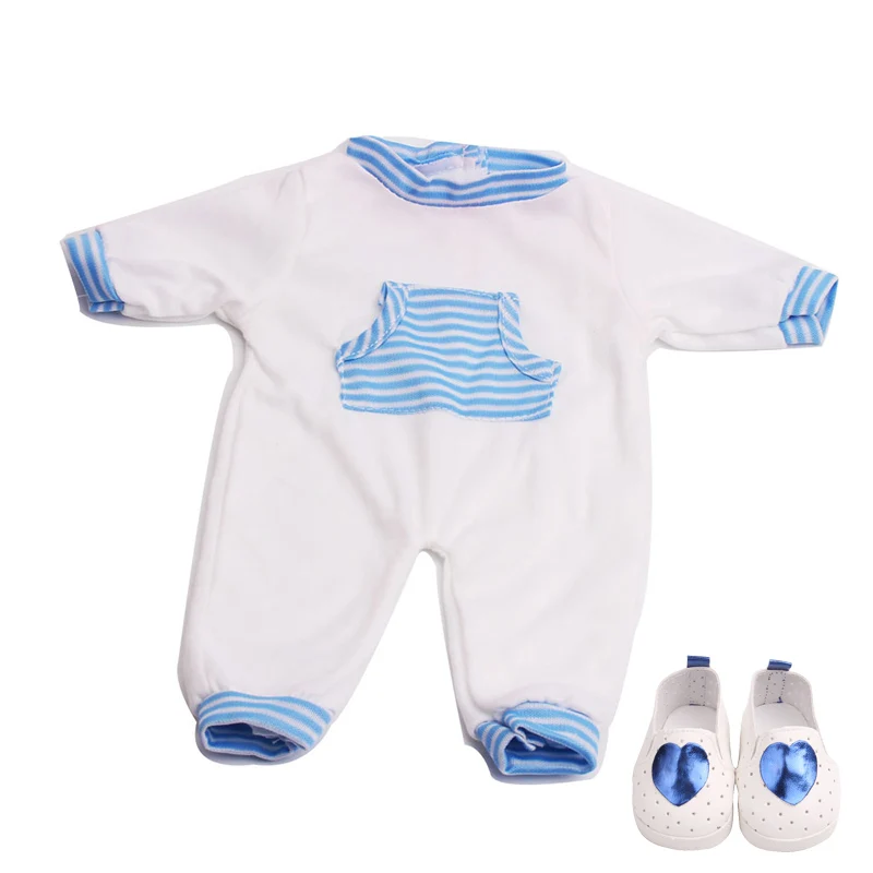 White 18 inch Girls doll clothes Fashion suit pajamas set with shoes American born dress Baby toys fit 43 cm baby dolls c642 - Цвет: White