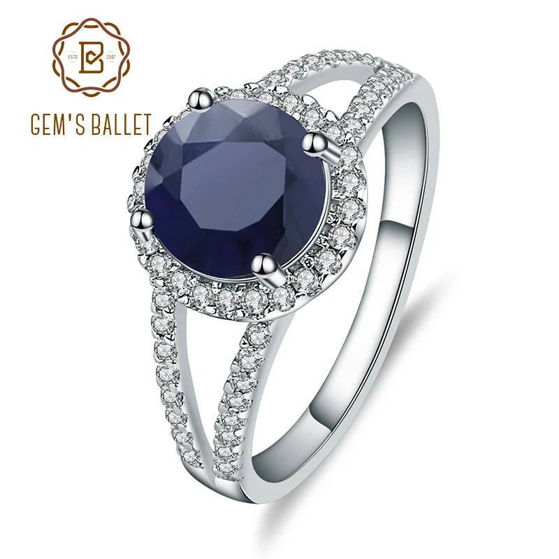 Gem's Ballet 2.58Ct натуральный сапфир Кольца Из синих драгоценных камней 925 пробы серебряные классические кольца для женщин Свадебные ювелирные изделия