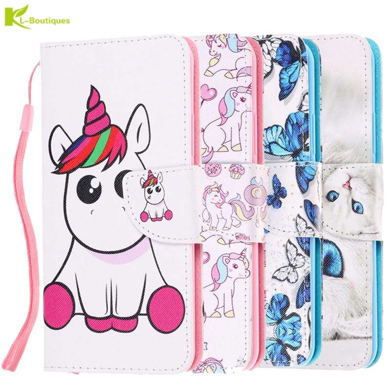 Чехол Etui с мультяшным единорогом для samsung Galaxy S10 Lite S9 S8 Plus S7 Edge J4 J6 Note 9 8 откидной кожаный чехол для телефона